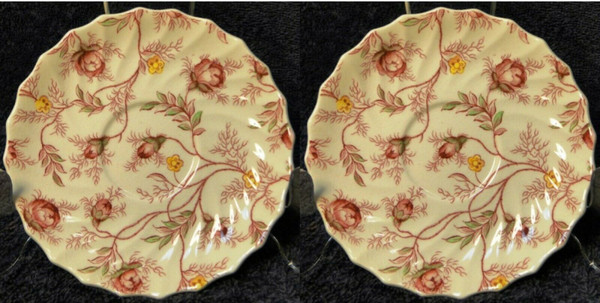 Copeland Spode Rosebud Chintz Demitasse Saucers Vintage England Set 2 | DR Vintage Dinnerware and Replacements