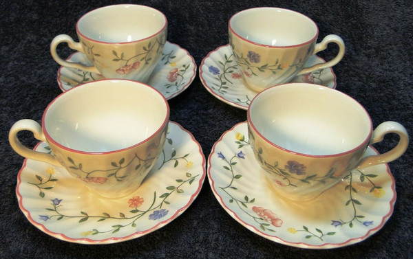 Johnson Brothers Summer Chintz Tea Cup Saucer Sets Blk Mark England 4 | DR Vintage Dinnerware and Replacements