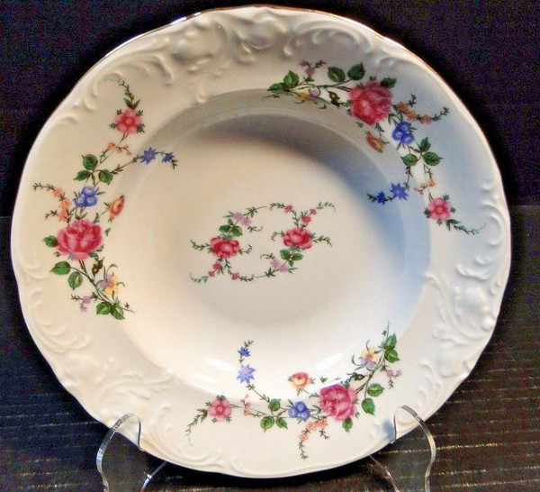 Royal Kent Poland RKT3 Pink Roses Soup Bowl 8" | DR Vintage Dinnerware and Replacements