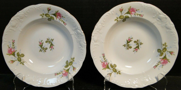 Royal Kent Poland Moss Rose RKT8 Soup Bowls 8" Set of 2 | DR Vintage Dinnerware and Replacements