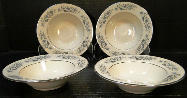 Homer Laughlin Cavalier Berry Bowls 6" CV125 Fruit White Floral Set 4 | DR Vintage Dinnerware and Replacements