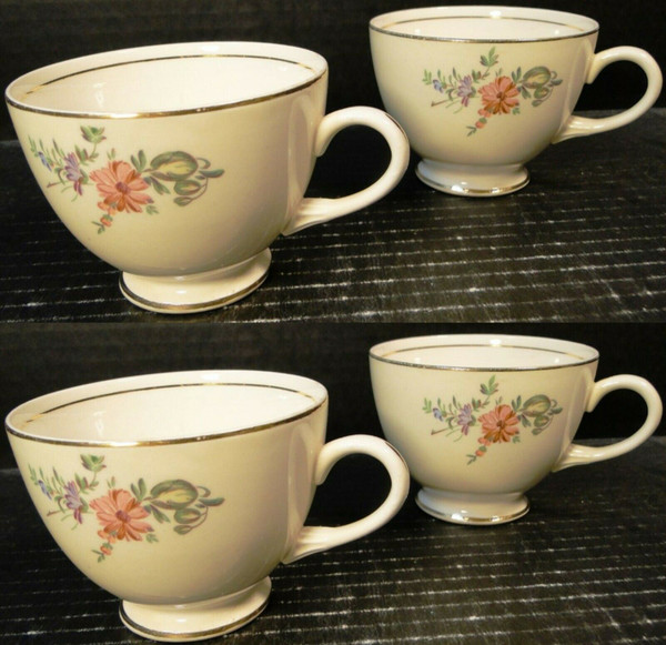 Household Institute Priscilla Tea Cups Eggshell Nautilus Set of 4 | DR Vintage Dinnerware and Replacements