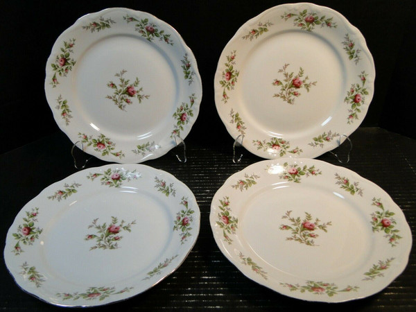 Johann Haviland Bavaria Moss Rose Dinner Plates 10" Set of 4 | DR Vintage Dinnerware and Replacements