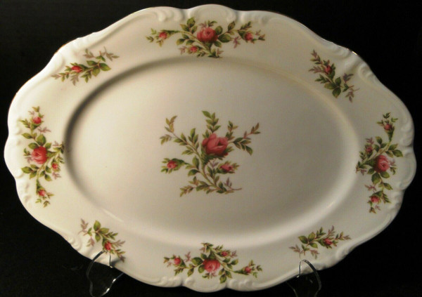 Johann Haviland Bavaria Moss Rose Oval Serving Platter 13" | DR Vintage Dinnerware and Replacements