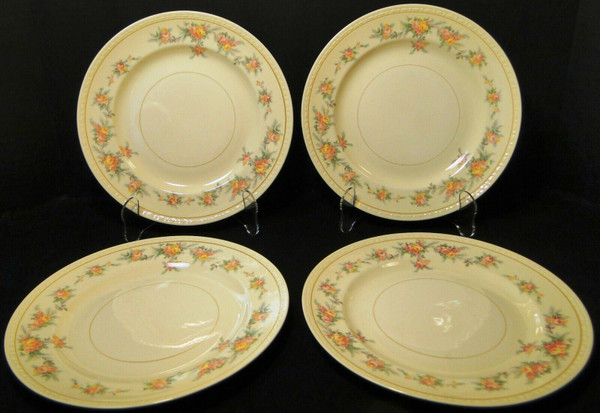 Homer Laughlin Georgian G3370 Dinner Plates 9 7/8" Roses Rare Set of 4 | DR Vintage Dinnerware and Replacements