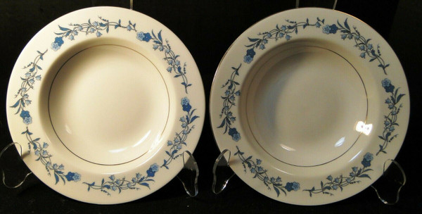 Theodore Haviland NY Clinton Soup Bowls 7 7/8" Blue Flowers Set of 2 | DR Vintage Dinnerware and Replacements