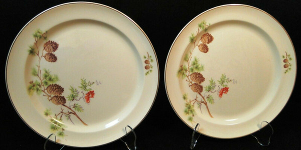 Taylor Smith Taylor Pine Cone Bread Plates 6 1/2" TST 1649 Set of 2 | DR Vintage Dinnerware and Replacements