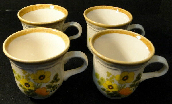 Mikasa Fresh Floral Coffee Cups Mugs EC 404 Garden Club Set of 4 | DR Vintage Dinnerware and Replacements