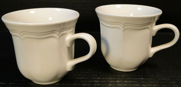 Mikasa French Countryside Cups Tea Coffee Mugs F9000 White Set of 2 | DR Vintage Dinnerware and Replacements Mikasa French Countryside Cups Tea Coffee Mugs F9000 White Set of 2 | DR Vintage Dinnerware and Replacements