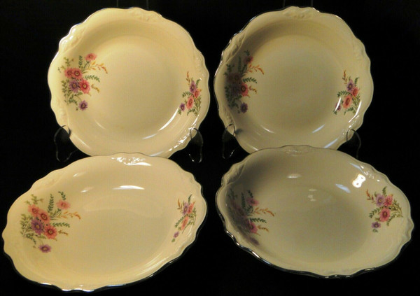 Homer Laughlin Virginia Rose Meadow Goldenrod Soup Bowls 8 1/2 Set 4 | DR Vintage Dinnerware and Replacements