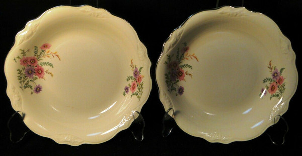 Homer Laughlin Virginia Rose Meadow Goldenrod Soup Bowls 8 1/2 Set 2 | DR Vintage Dinnerware and Replacements