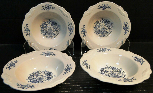 Homer Laughlin Virginia Rose Dresden Blue Berry Bowls 6" Fruit Set 4 | DR Vintage Dinnerware and Replacements