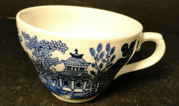 Churchill Blue Willow Flat Tea Cup England | DR Vintage Dinnerware and Replacements