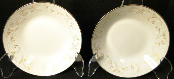 Noritake Duetto Berry Bowls 5 1/2" 6610 Gold White Scrolls Set of 2 | DR Vintage Dinnerware and Replacements