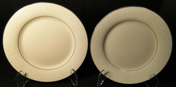 Ivory Fantasy China Japan Salad Plates 7 3/4" White Lace Set of 2 | DR Vintage Dinnerware and Replacements