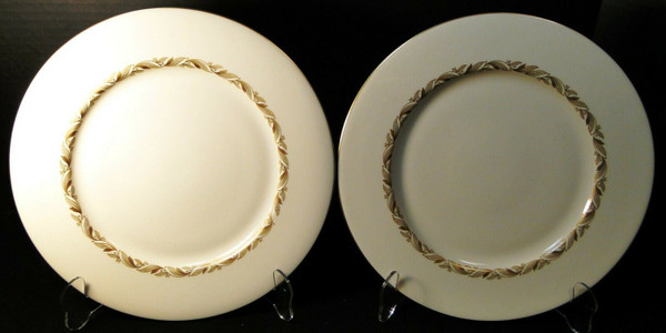 Castleton China Carlton Dinner Plates 10 3/4" Inner Gold Band Set of 2 | DR Vintage Dinnerware and Replacements