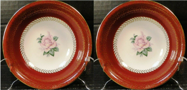 Homer Laughlin Lady Stratford Berry Bowls 5 1/4" Gold Trim Fruit Set 2 | DR Vintage Dinnerware and Replacements