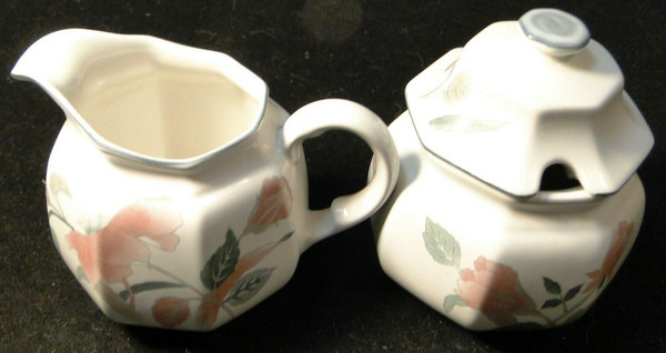 Mikasa Silk Flowers Creamer Sugar with Lid Set F3003 | DR Vintage Dinnerware and Replacements