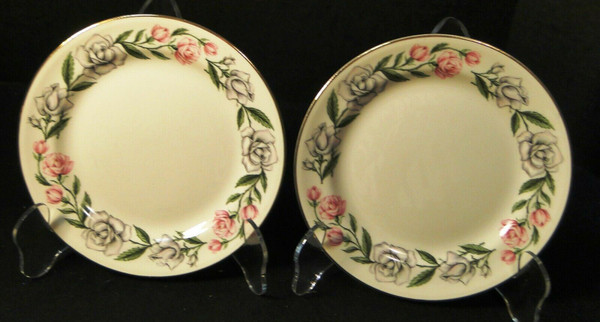 Homer Laughlin Eggshell Nautilus Minuet Bread Plates 6 1/4" Set of 2 Excellent