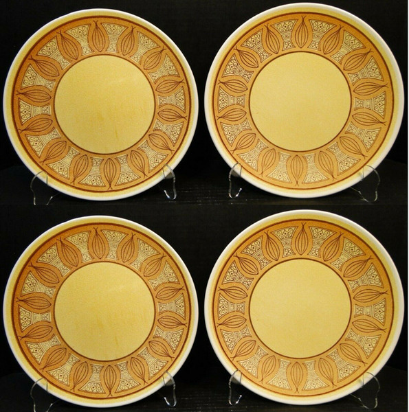 Taylor Smith Taylor Honey Gold Dinner Plates 10 3/8" Set of 4 Excellent