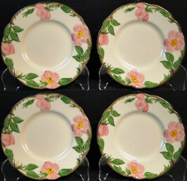 Franciscan Desert Rose Bread Plates 6 3/8" USA CA TV Stamp Set of 4 Excellent