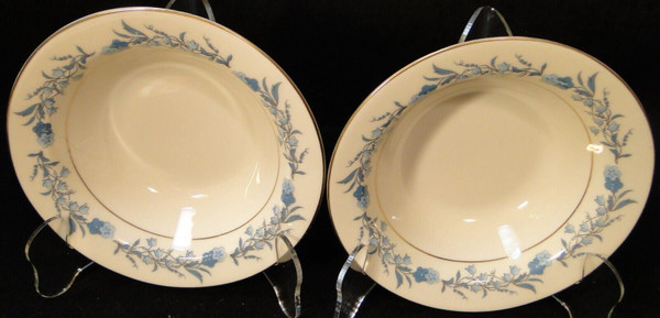 Theodore Haviland NY Clinton Cereal Bowls 6 1/4" Blue Flowers Set of 2 Excellent