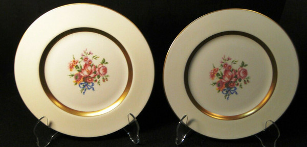 Theodore Haviland NY Kenmore Salad Plates 7 1/2" Pink Floral Set of 2 Excellent