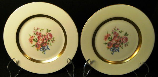 Theodore Haviland NY Kenmore Bread Plates 6 1/2" Pink Floral Set of 2 Excellent