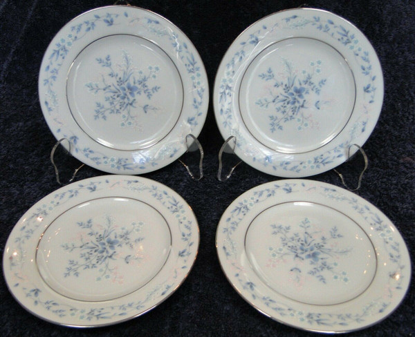 Noritake Carolyn Salad Plates 8 3/8" 2693 Contemporary Blue Set of 4 Excellent