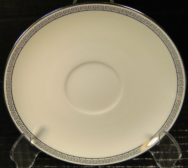 Noritake Silver Key Saucer 5941 Japan White Platinum Trim Excellent