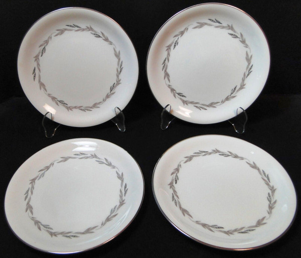 Noritake Graywood Salad Plates 6041 8 1/8" Japan Gray Leaves Set 4 Excellent