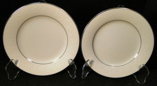 Noritake Buckingham Bread Plates 6 1/2" 6438 White Embossing Set of 2 Excellent