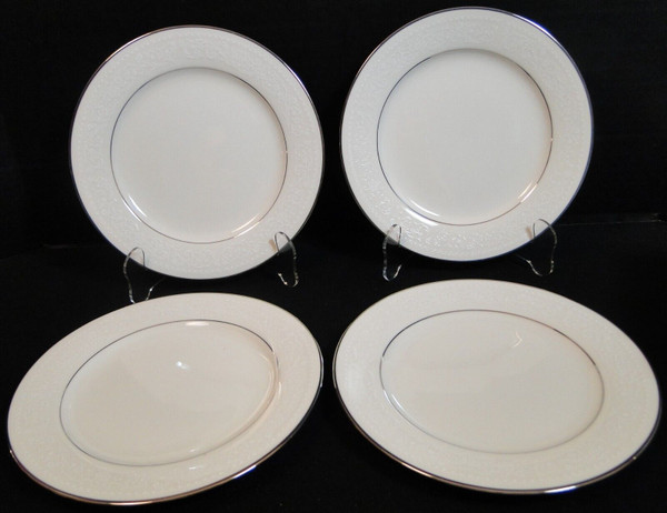 Noritake Sorrento Salad Plates 8 3/8" 7565 White Embossing Ivory Set 4 Excellent