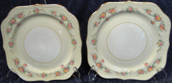 Homer Laughlin Eggshell Georgian Countess Square Salad Plates Set of 2 Excellent