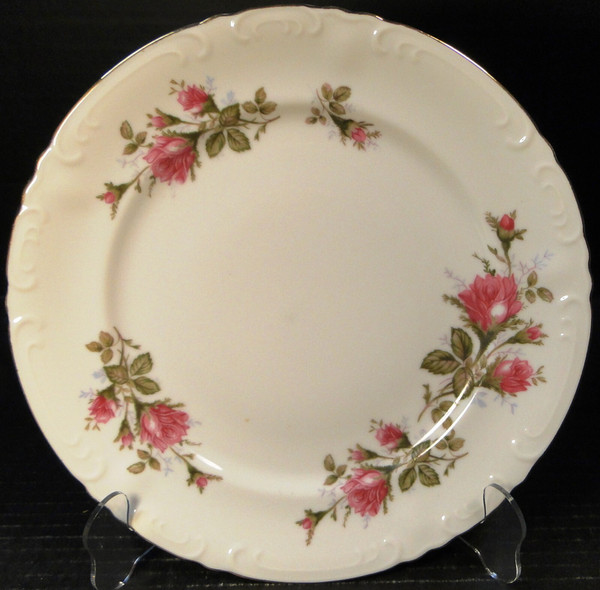 Bond Fine China Pompadour Rose Dinner Plate 10" Moss Rose 50's L & M Excellent