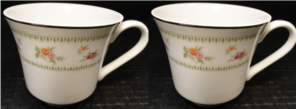 Abingdon China Tea Cups: Fine Porcelain Floral Set of 2