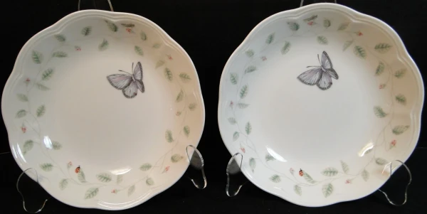 Lenox Butterfly Meadow Soup Pasta Bowls 7 3/4" Salad Set of 2 Excellent