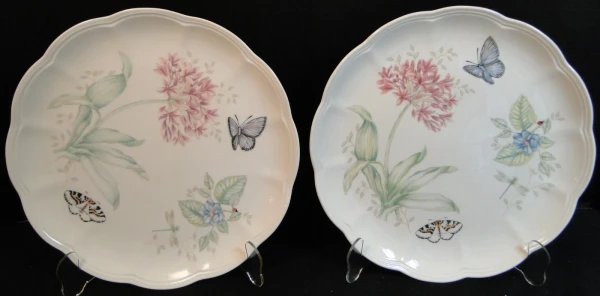 Lenox Butterfly Meadow Eastern Tailed Blue Dinner Plates 10 7/8" Set 2 Excellent