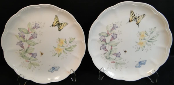 Lenox Butterfly Meadow Swallowtail Dinner Plates 10 7/8" Set of 2 Excellent