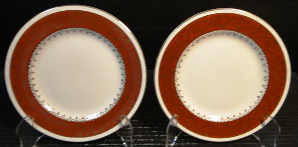 Homer Laughlin Craftsman Formal Rust Red Dessert Plates 7" Set of 2 Excellent