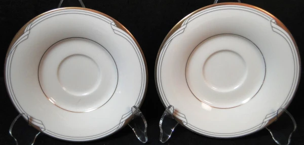 Noritake Golden Cove Saucers 7719 Gold Trim Set of 2 Excellent