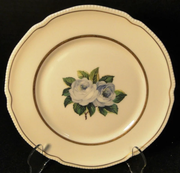 Castleton York Rose Salad Plate 8" White Rose Gold Trim Excellent