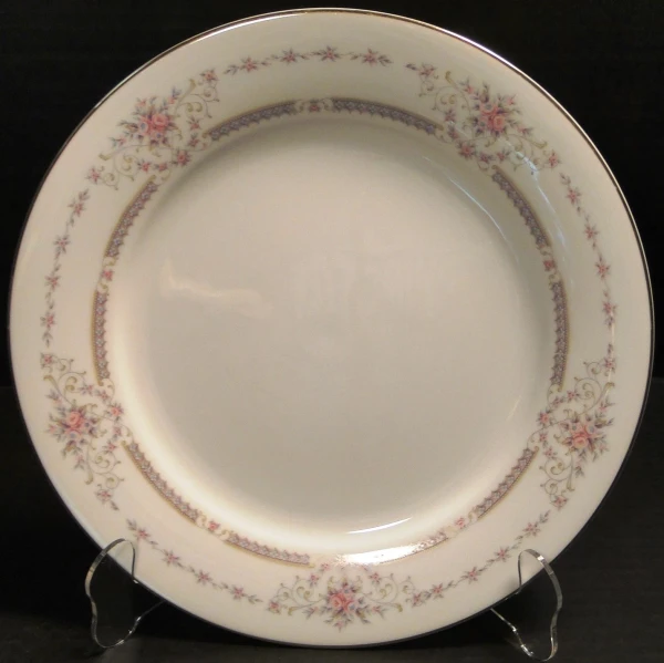Noritake Benton Dinner Plate 10 3/8" 6204 Pink Blue Flowers Gold Trim Excellent