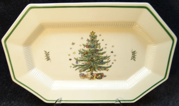 Nikko Christmastime Large Oval Platter 16" Christmas Tree Japan Holly Excellent