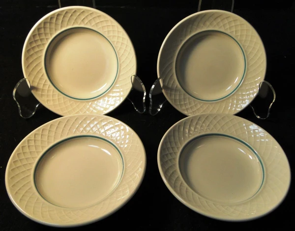 Homer Laughlin Gothic Teal Green Berry Bowls 5" Restaurant Ware Set 4 Excellent