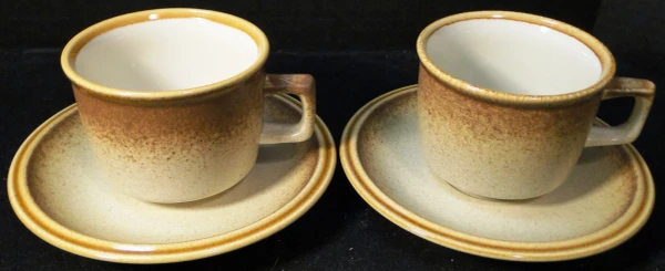 Mikasa Stylekraft Cup Saucer Sets CO900 Brown Tan Speckled 2 Excellent