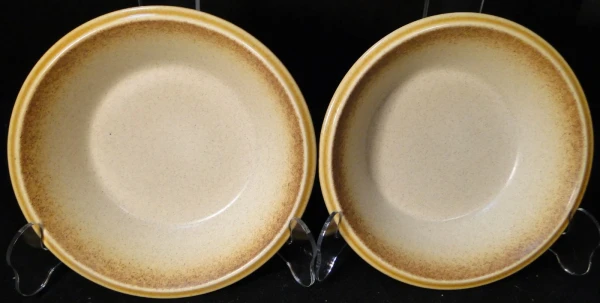Mikasa Stylekraft Cereal Bowls 7 1/4" CO900 Brown Tan Speckled Set 2 Excellent