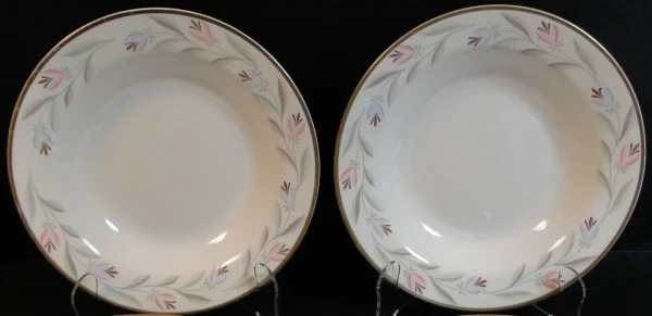Homer Laughlin Eggshell Nautilus Nantucket Soup Bowls 8 3/8" Set of 2 Excellent