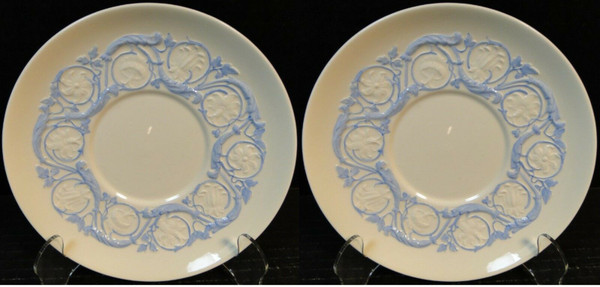 Wedgwood Kingston Blue Saucers for the Handled Soup Bowls Set of 2 | DR Vintage Dinnerware Replacements