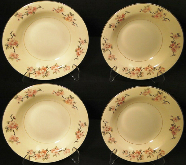 Homer Laughlin Eggshell Nautilus Apple Blossom Soup Bowls 8 1/4" Set 4 | DR Vintage Dinnerware Replacements